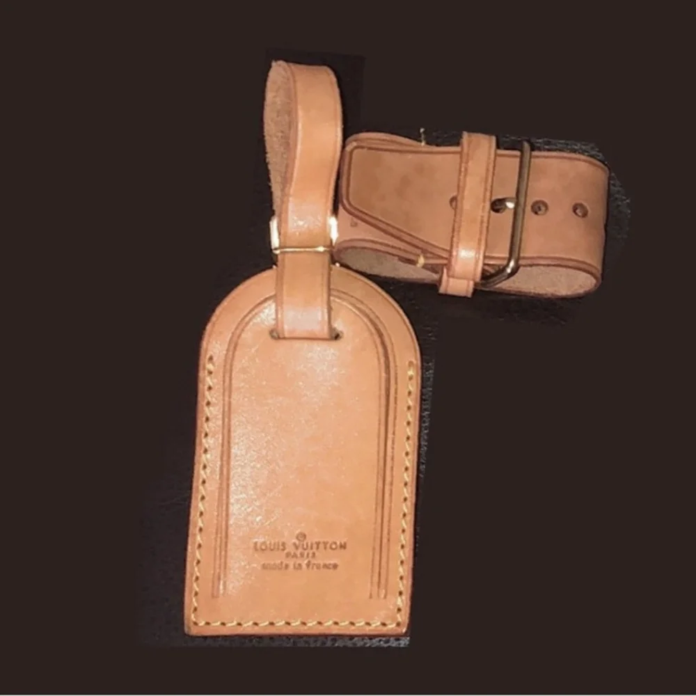 M LOUIS VUITTON LV Luggage Tag & LV Poignet - One Set Vachetta Leather